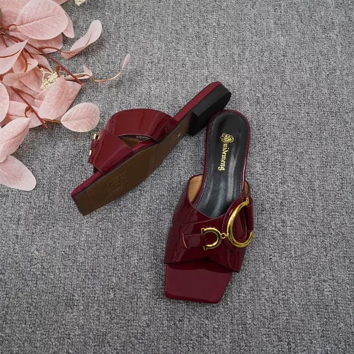 Pantoufles à la mode pour femmes, bout carré, bout ouvert, chaussures pour femmes à talons bas, chau