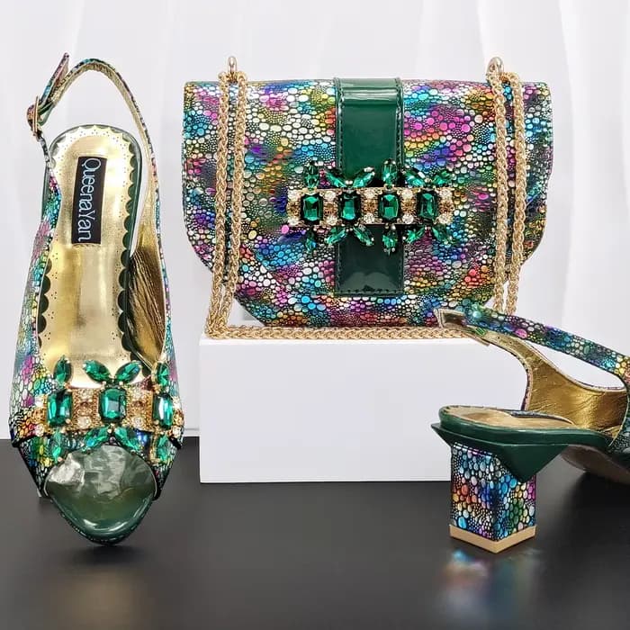 Doershow – ensemble de chaussures et sacs de style africain pour femmes, de haute qualité, bleu ciel