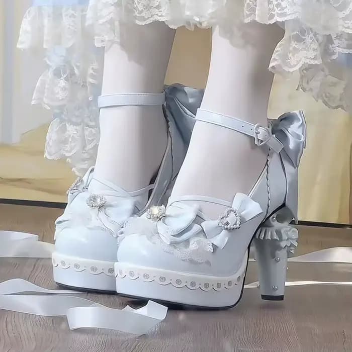 Chaussures à talons hauts Lolita originales pour filles, tarte aux œufs, cœur, grande tête ronde, ta
