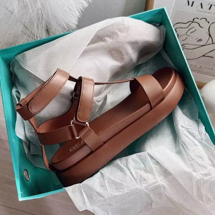 BeauToday – sandales de gladiateur d'été en cuir de veau pour femmes, chaussures faites à la main, à