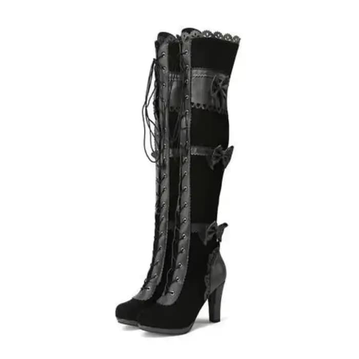 2025 mode femmes bottes Stretch sur le genou Sexy chaussures de fête talons hauts à lacets fermeture