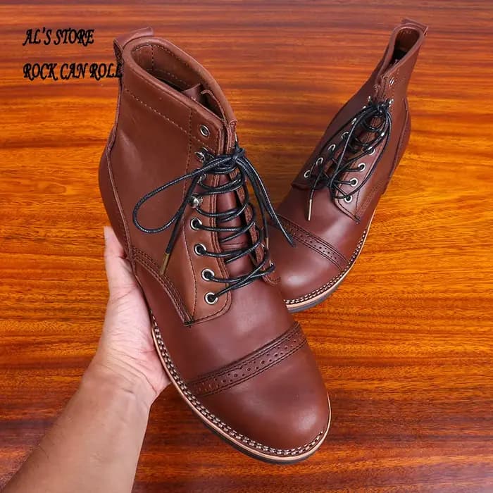 Botte en cuir de vachette italienne durable cousue Goodyear faite à la main, Tornado rouge XW400, su