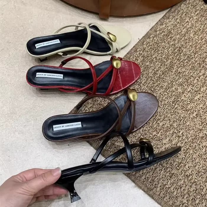 SUOJIALUN 2026 Nouvelle Collection Été – Sandales Élégantes à Talon Moyen Fin pour Femme, Style Mule