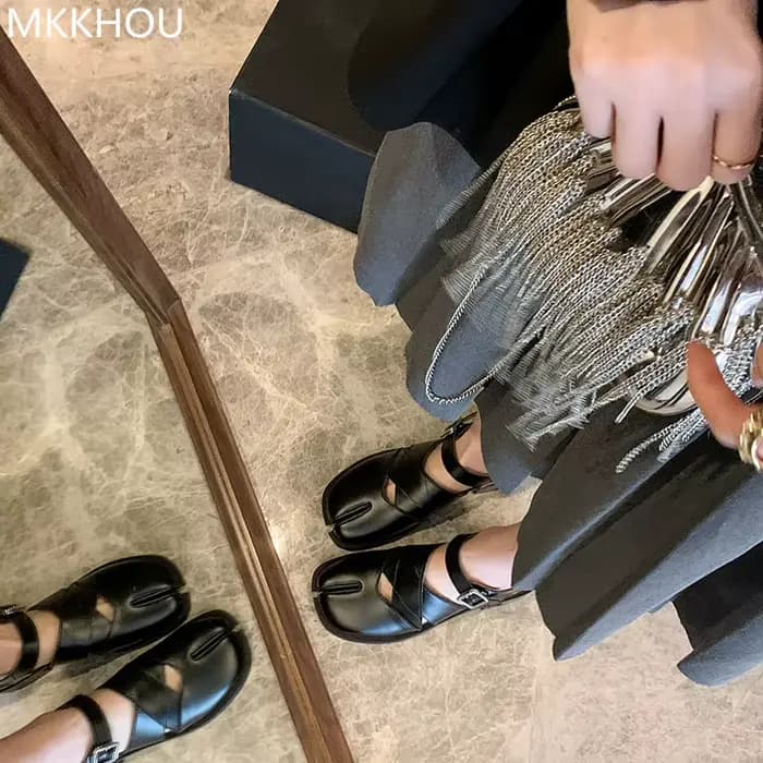 MKKHOU mode chaussures pour femmes nouvelle haute qualité en cuir bout fendu Mary Jane chaussures co
