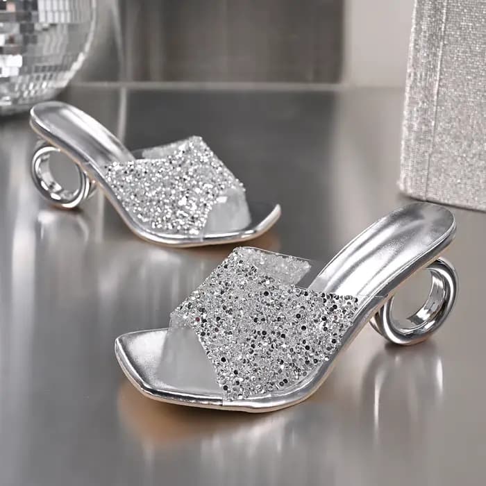 Pantoufles élégantes à bout pointu et talons hauts pour femmes, sandales d'été à talons en cristal c