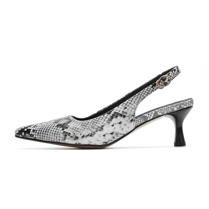 Nouveau 2025 femmes tendance été Slingbacks talons hauts Sexy dame motif serpent noir bout pointu t-