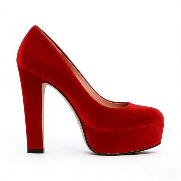 Chaussures de mariage en velours rouge Arden Furtado, escarpins à plateforme à bout rond, talon très