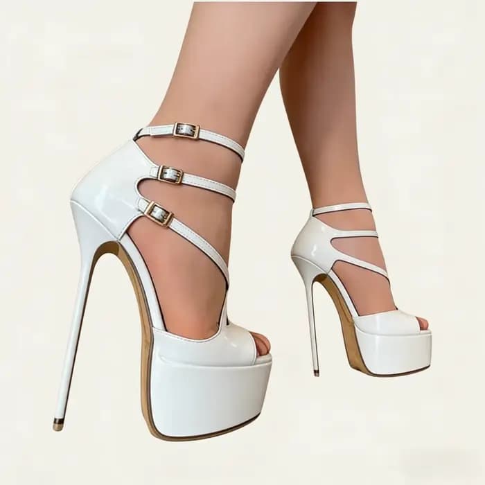 Arden Furtado – chaussures de mariage d'été en cuir verni blanc, sandales à bout ouvert, plateforme,