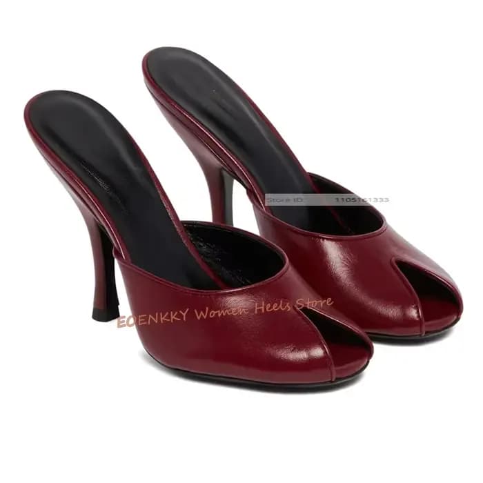 Sandales à bout rond et ouvert, talons fins moyens, couleur unie, à enfiler, pour femme, nouveau sty