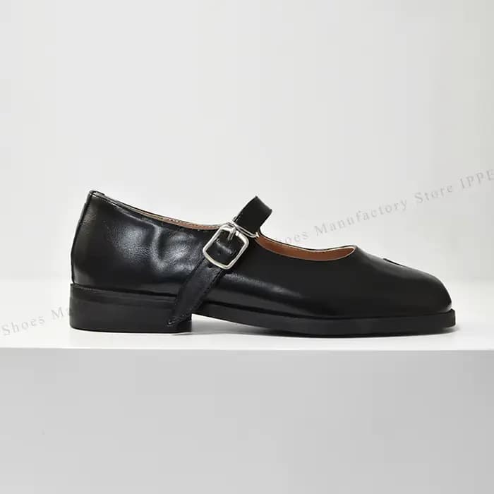 Chaussures Tabi IPPEUM, ballerines bordeaux à bout fendu, grandes tailles 44, mocassins en cuir marr