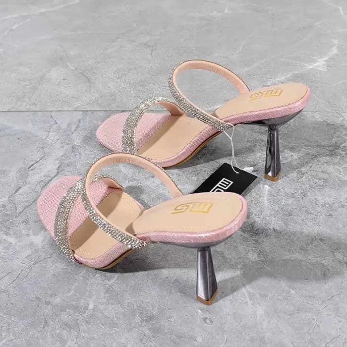 Chaussures d'été modernes en cristal PU pour femmes, biscuits dorés, talons fins, mode extérieure, s