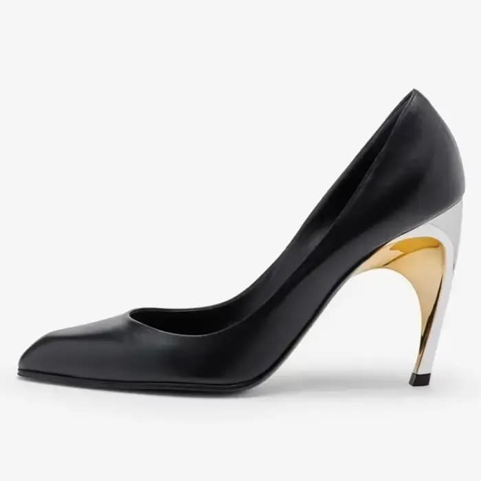 Chaussures à talons hauts irréguliers pour femmes, chaussure unique personnalisée, noir et blanc, mo