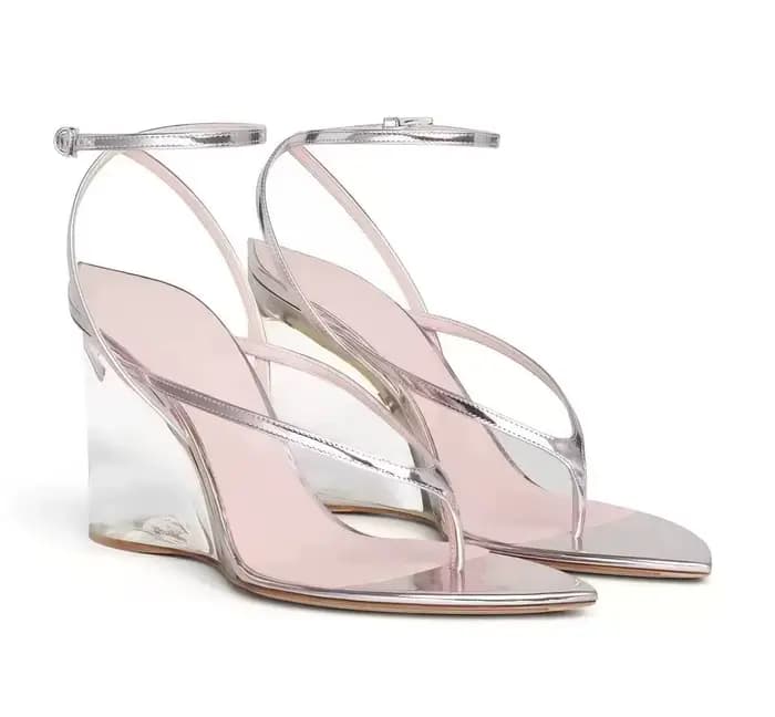 Nouvelles sandales d'été 2026 transparentes à talons épais pour femmes, mules à bout pointu, sandale