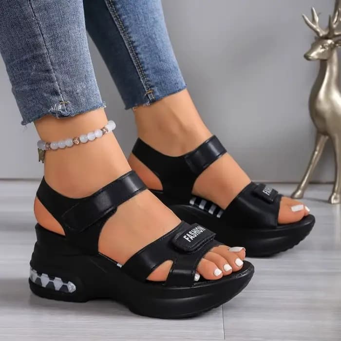 Sandales compensées à plateforme à bout ouvert pour femmes, talons hauts, chaussures décontractées t