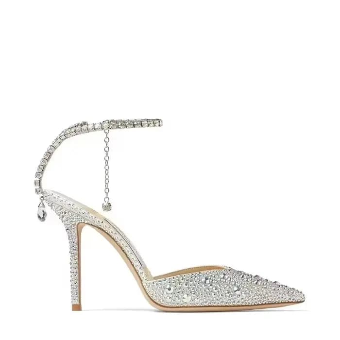 Chaussures à talons hauts en cristal de diamant à couleur dégradée, sandales à strass pour célébrité