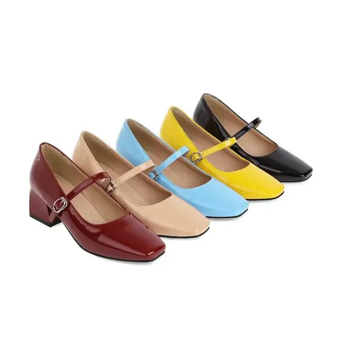 Girseaby-Escarpins rétro à talon carré, chaussures Mary Janes, US20, noir, rouge, abricot, bleu, jau