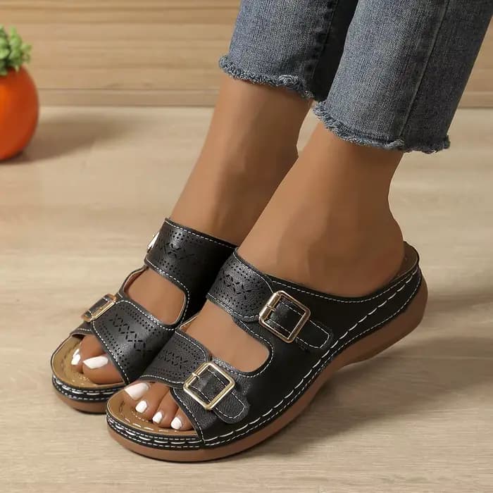 Chaussures compensées orthopédiques de qualité supérieure pour femmes, à bout ouvert, antidérapantes