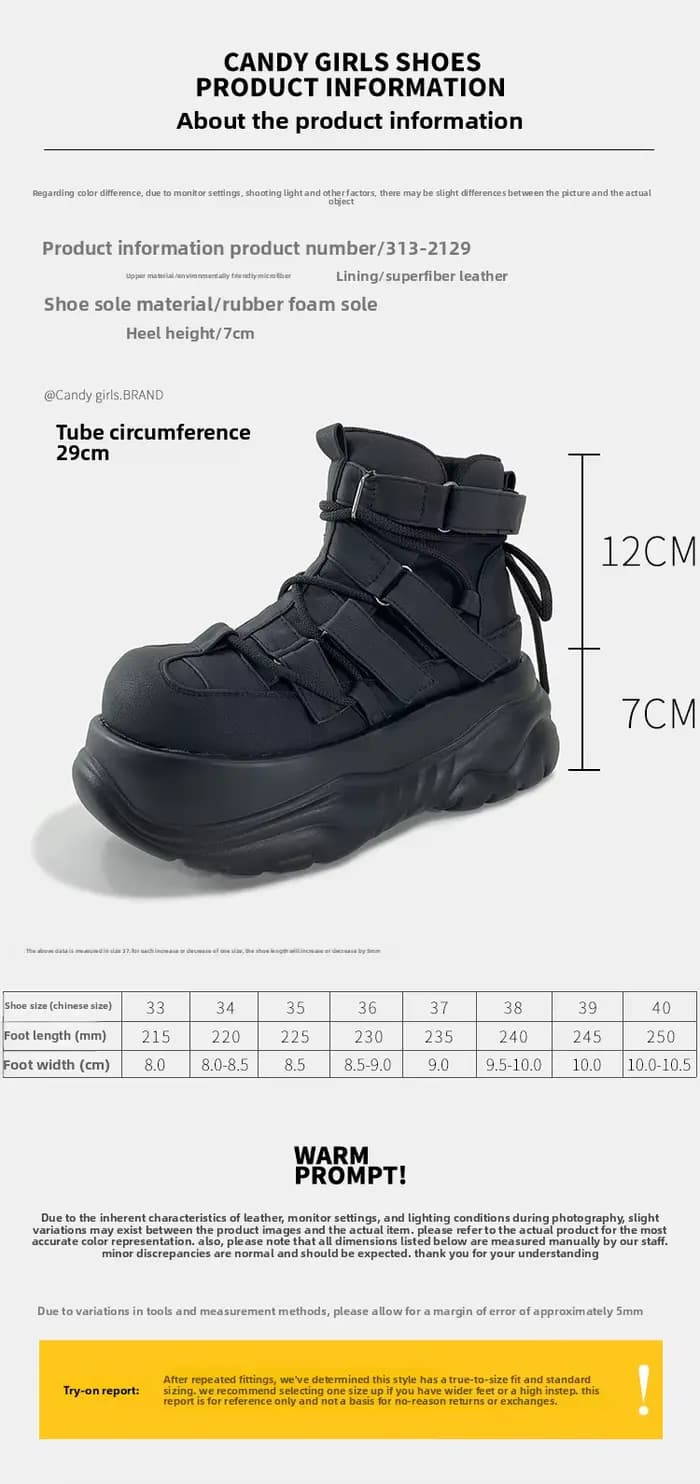 2025 Goth Dark Punk Rock Muffin femmes plate-forme chaussures noir mat cheville crochet et boucle bo