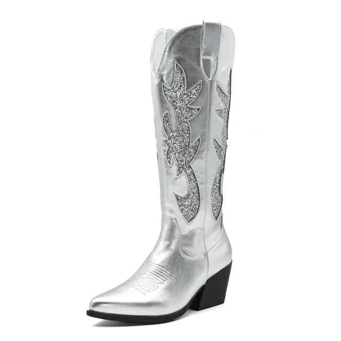Chaussures pour femmes nouvelles bottes de Cowboy occidentales brodées femmes automne bout pointu ta