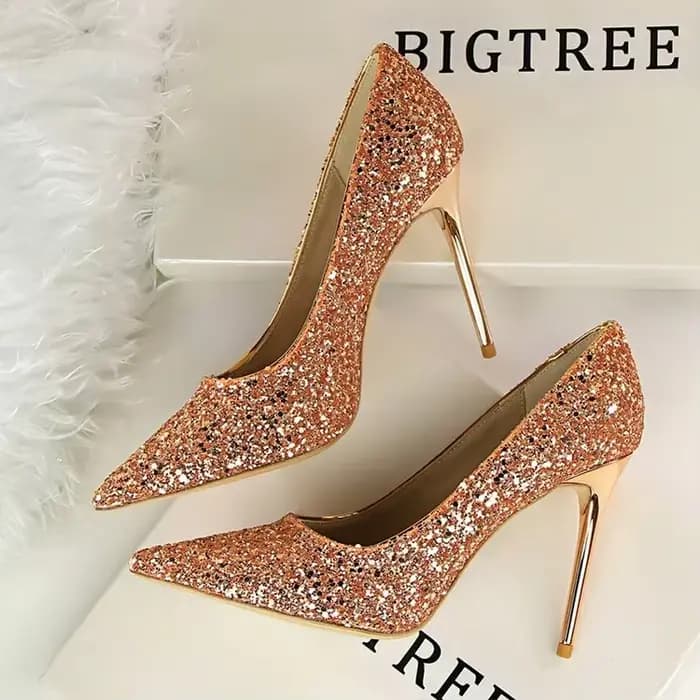 Femmes pompes mode talons hauts fête de mariage Bling femmes talons paillettes femme pompes chaussur
