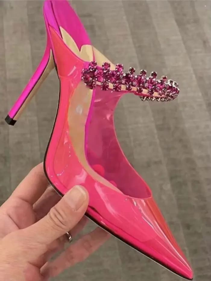 Talons hauts pointus pour dames, talon aiguille avec biscuits, sandales transparentes, escarpins