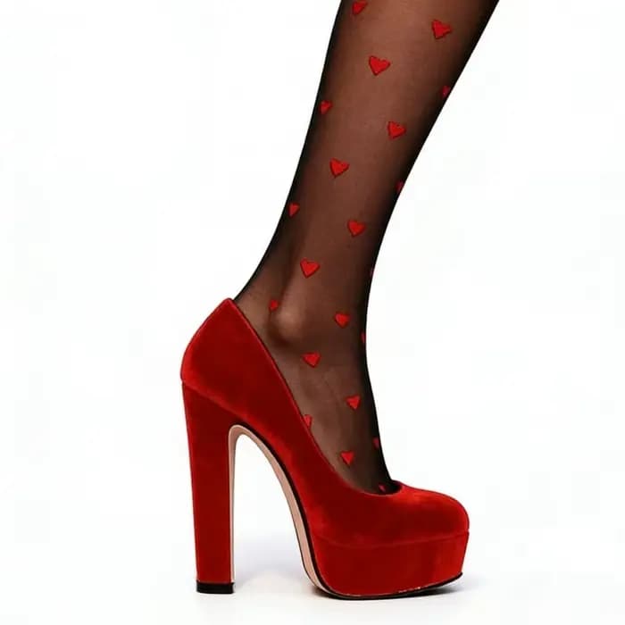 Chaussures de mariage en velours rouge Arden Furtado, escarpins à plateforme à bout rond, talon très