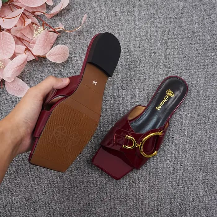 Pantoufles à la mode pour femmes, bout carré, bout ouvert, chaussures pour femmes à talons bas, chau
