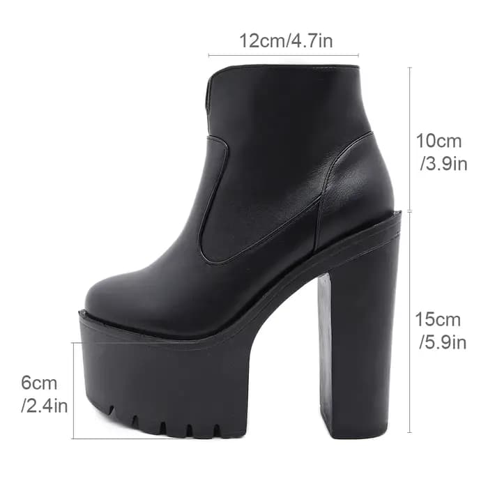 Gdgydh femmes couleur unie bloc bottes à talons mode côté fermeture éclair plate-forme bottes courte