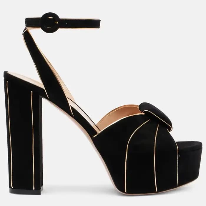 Plate-forme couleurs mélangées talon carré escarpins en daim Sexy bout rond talon carré Slingback bo