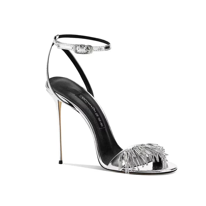 Talons aiguilles argentés femmes sandales d'été élégant Style fée mode