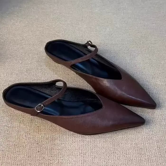 Nouvelles mules à talon épais et bout pointu style 2026, chaussures rétro françaises à bride unique