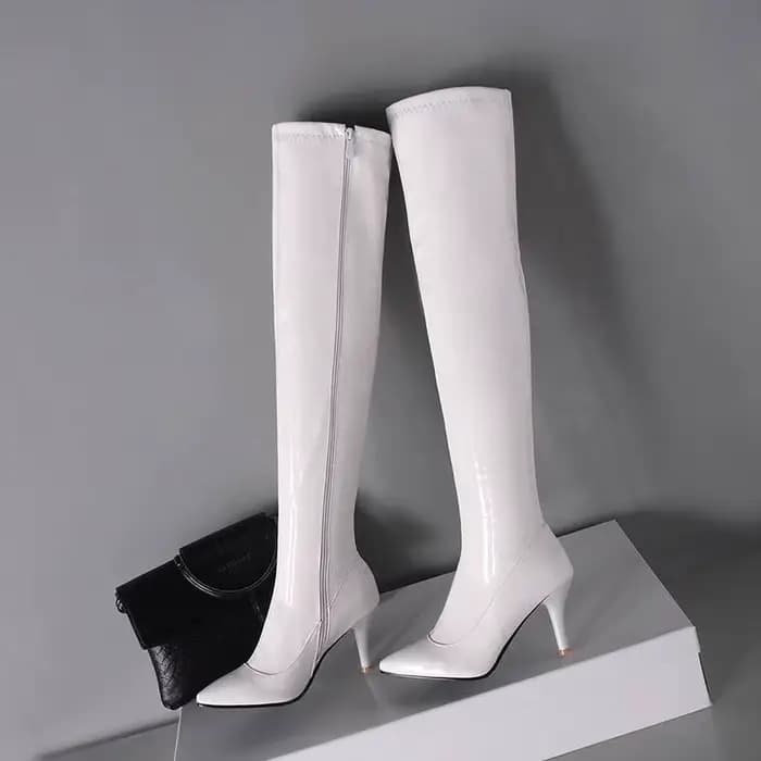 REAVE-Bottes pointues à enfiler pour femmes, chaussures de rinçage, talon haut fin, 8cm, grandes tai
