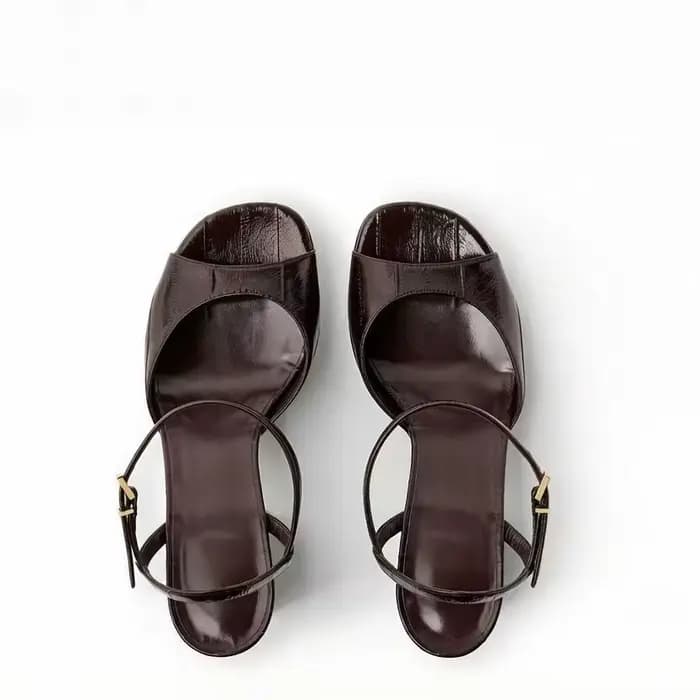 Sandales à plateforme pour femmes en cuir verni orange