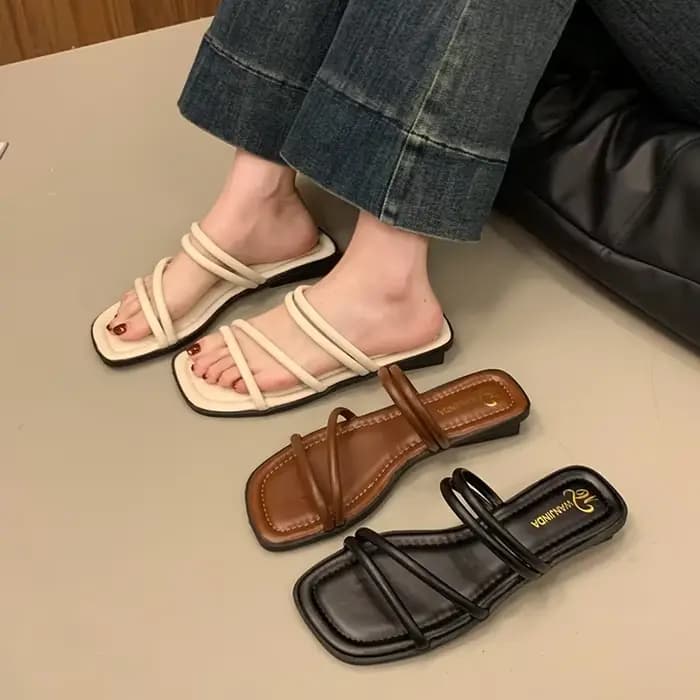 Sandales à une bride fine de style français pour femmes