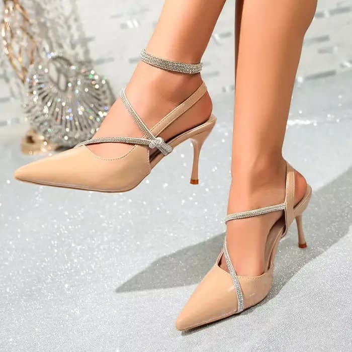 Escarpins Slingback Sexy en Cuir Verni Noir pour Femme