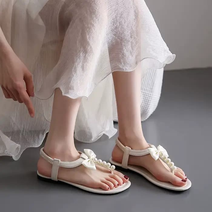 Chaussures Beige été 2025 sans talon diamant