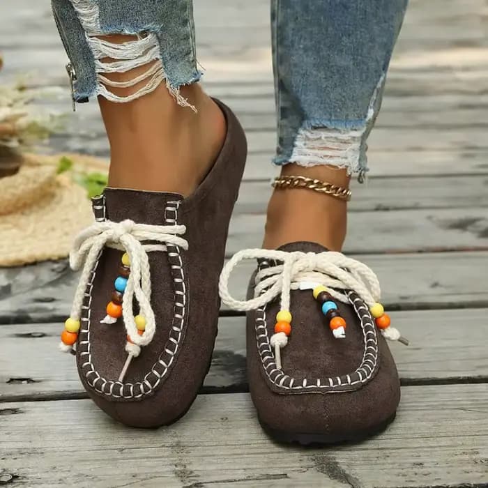 Mules et sabots pour femmes à bout rond en daim
