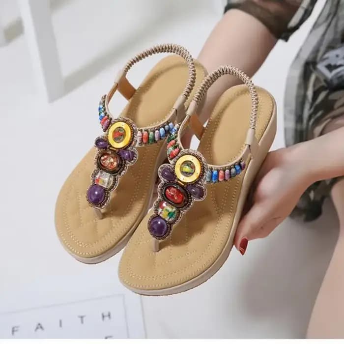Sandales à Plateforme de Style National pour Femme