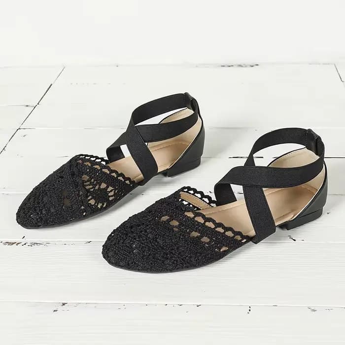 Sandales pour femmes à lacets croisés, bout ouvert, bout pointu, talon plat, ultra confortables, respirantes, chaussures décontractées pour l'automne