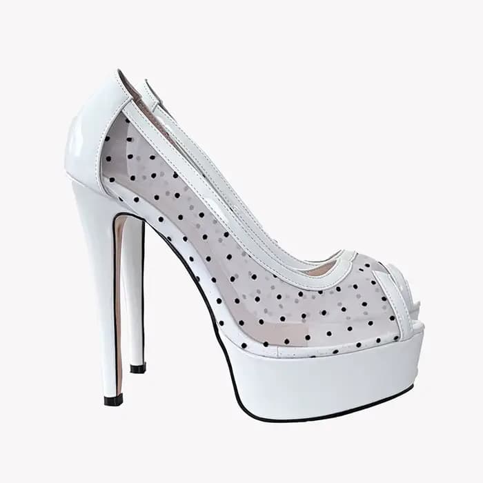 Rontic-Escarpins à plateforme faits à la main pour femmes, beaux talons hauts fins Danse etés, chaussures de soirée noires à pois, grande taille US 5-20, Peep Parker