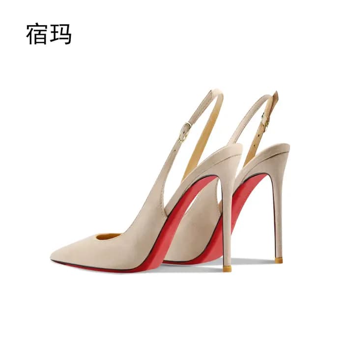 Nouvelles sandales à talons hauts en daim nu avec talons pointus, fins et bouche peu profonde pour l'été. Chaussure simple de style un pied