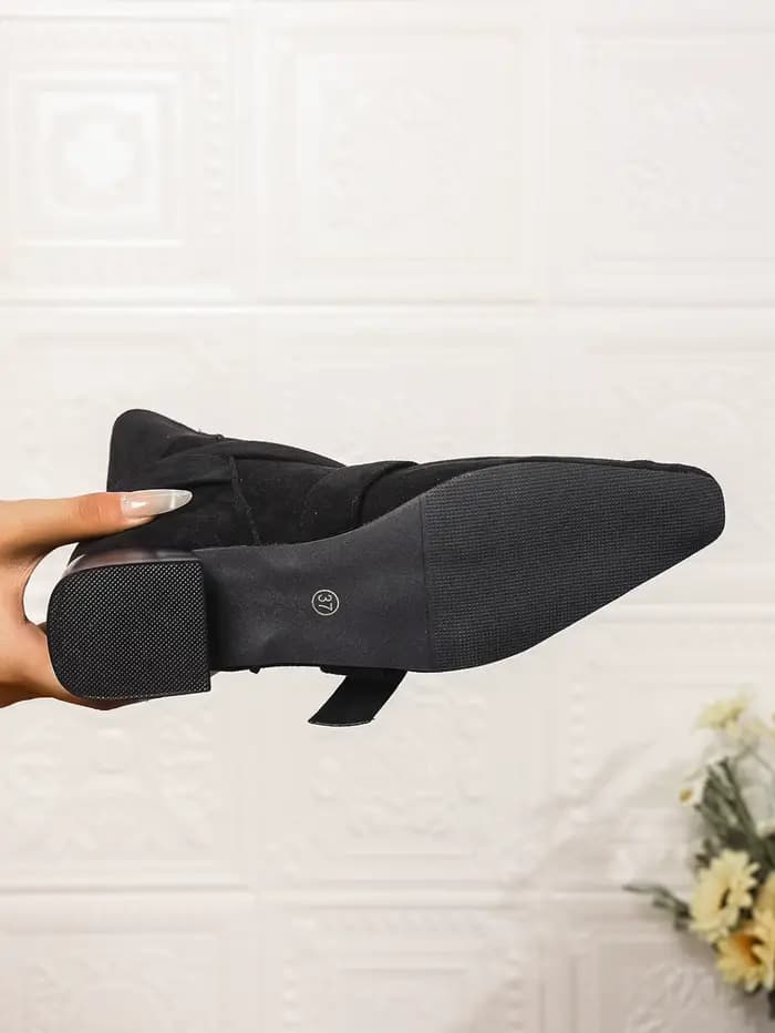 Bottes skinny kaki à talons grossiers