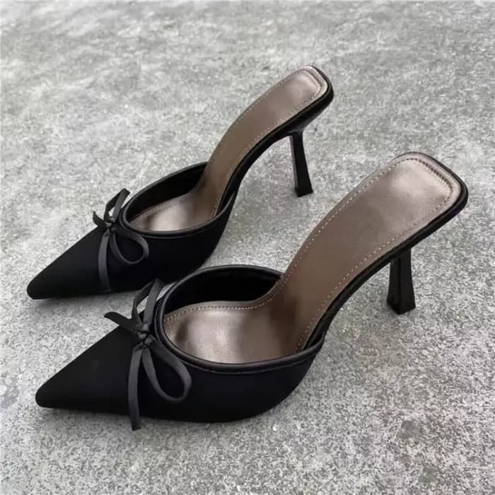 Mules d'été confortables et élégantes à bout pointu avec nœud papillon