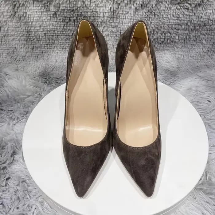 Tikicup-Escarpins pointus en daim marron café pour femme