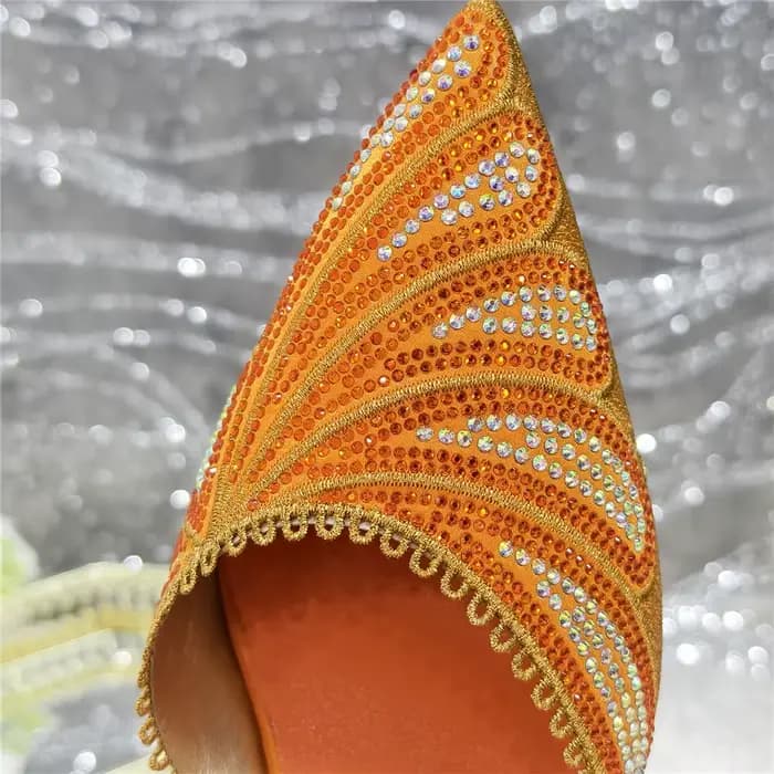 Sandales de Luxe à Talons Hauts, Ensemble de Sacs en Orange, pour ixde Mariage, Tendance 2025