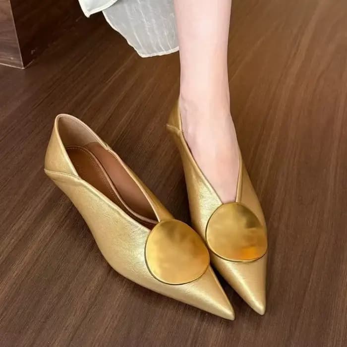 Chaussures simples à talons aiguilles, bout pointu, bouche peu profonde, boucle en métal, semelle souple, antidérapantes, résistantes à l'usure, à talons bas, nouvelle collection automne