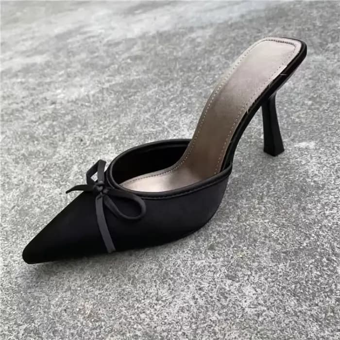 Mules d'été confortables et élégantes à bout pointu avec nœud papillon