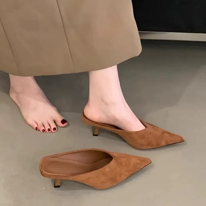 Bout pointu femmes pantoufles talons hauts robe De luxe Mules chaussures mode Sexy pompes 2025 été élégant concepteur Zapatos De Mujer