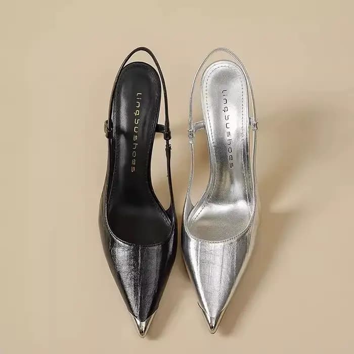 Sandales à talons peu profonds à bout pointu