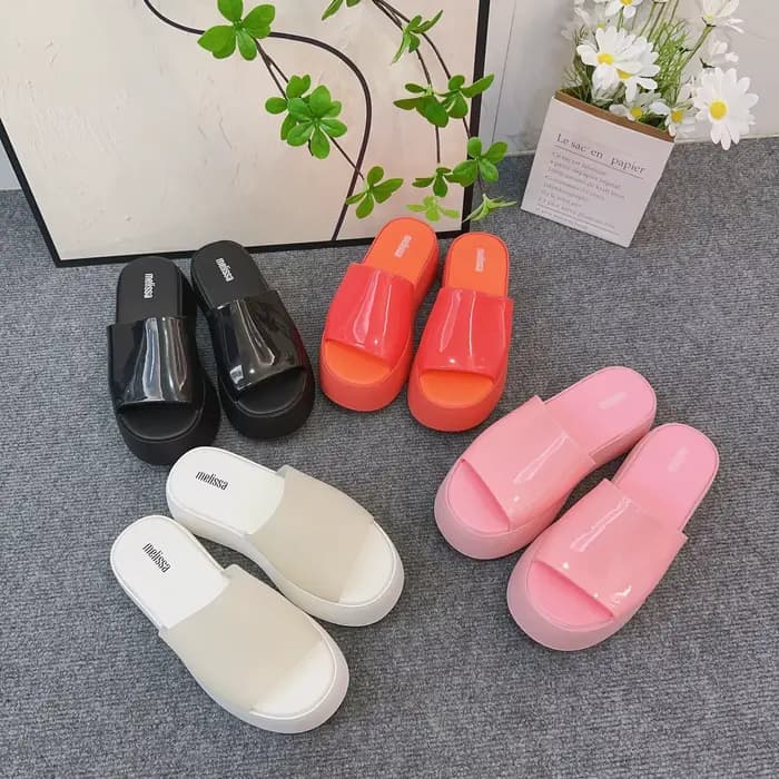 Mini Melissas sandales d'été femmes pantoufles bout carré talons hauts